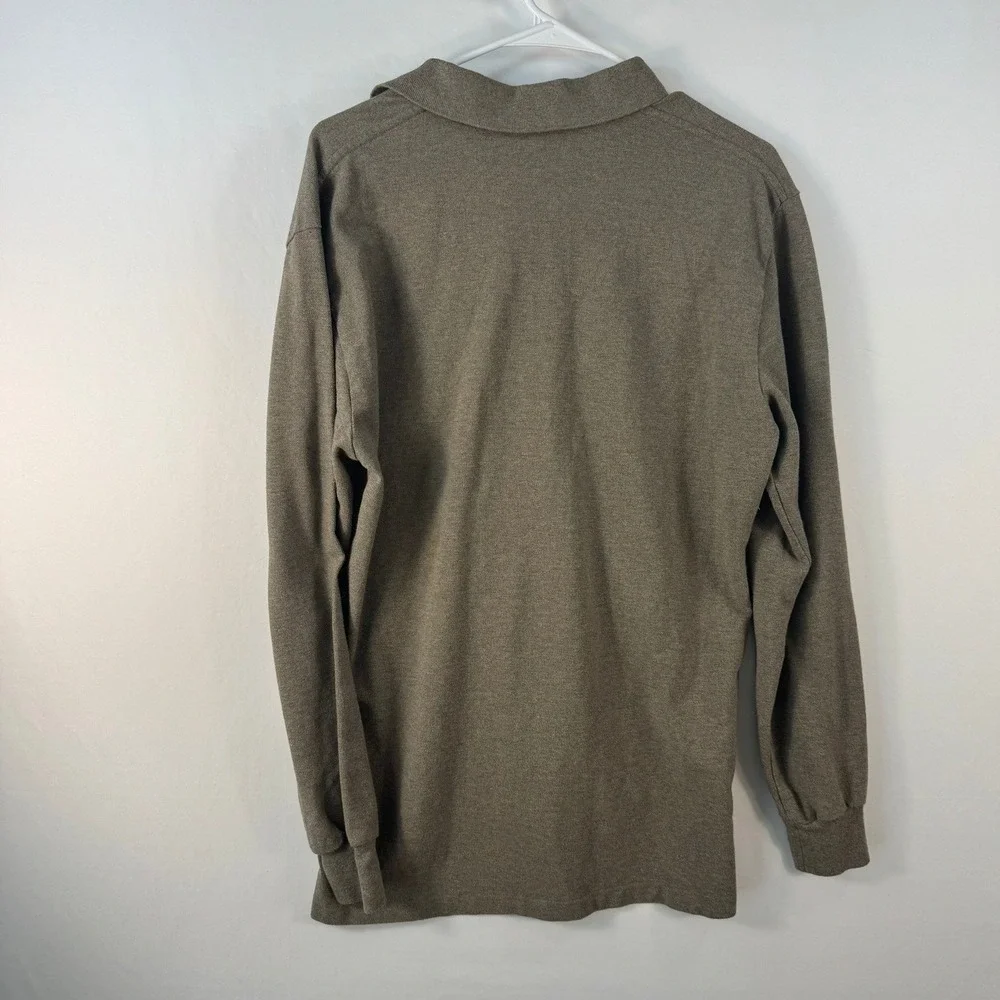 Polo Ralph Lauren Mens Long Sleeve Polo Shirt Brown Heather Pique Pony Logo M